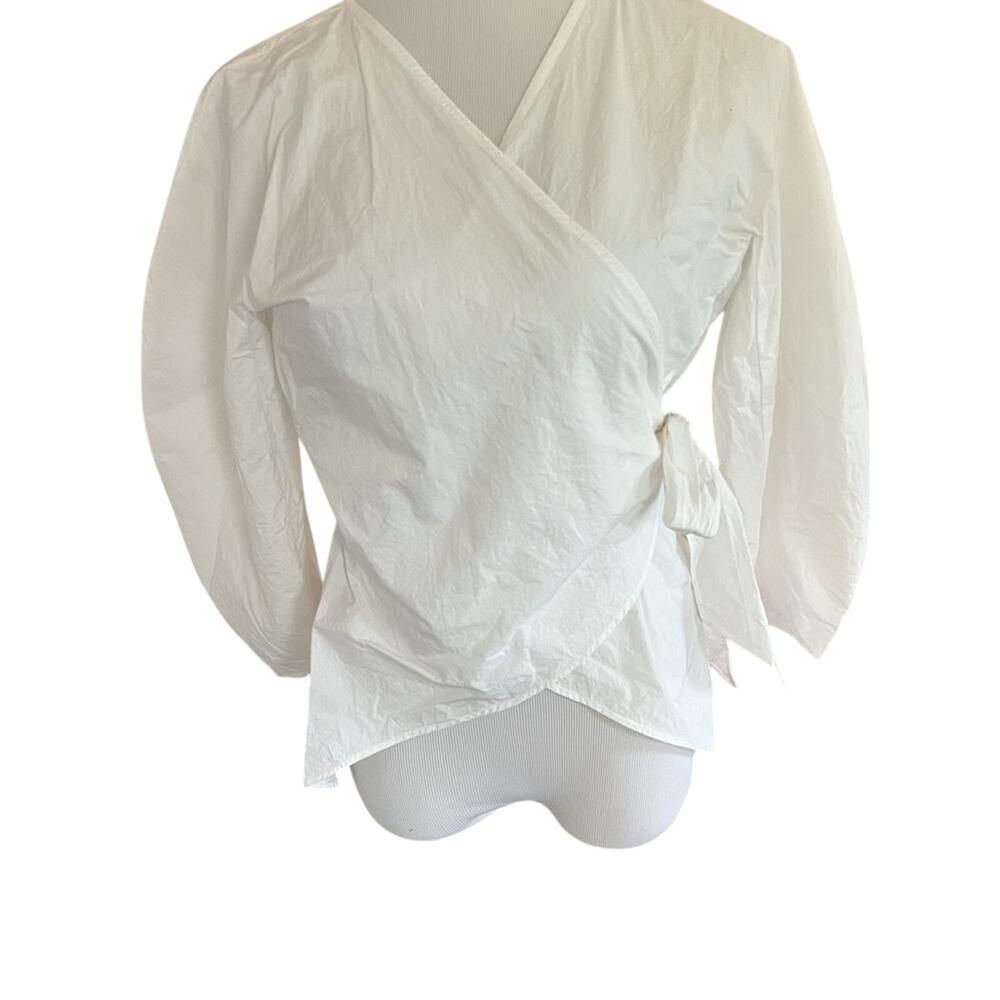 Kallmeyer Women's Medium Elegant White Wrap Top